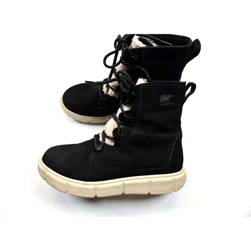 Sorel Explorer III Joan Waterproof Boots Women 9.5 EUC Lace up Suede Ankle Black